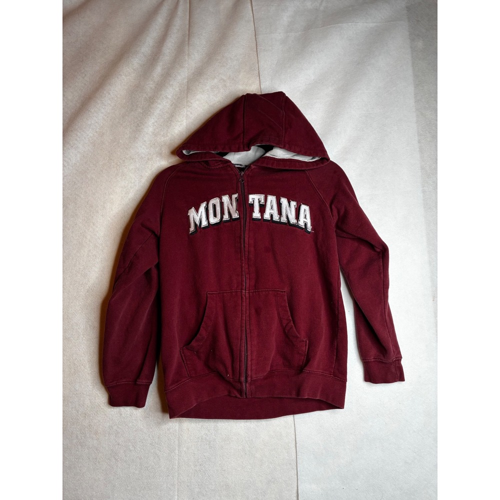 Kid Sports Montana Grizzlies Youth‎ Hoodie Maroon Full Zip Sweatshirt Size 10/12